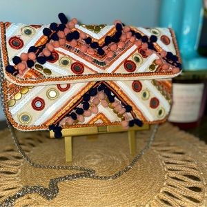 Multicolored Pom crossbody